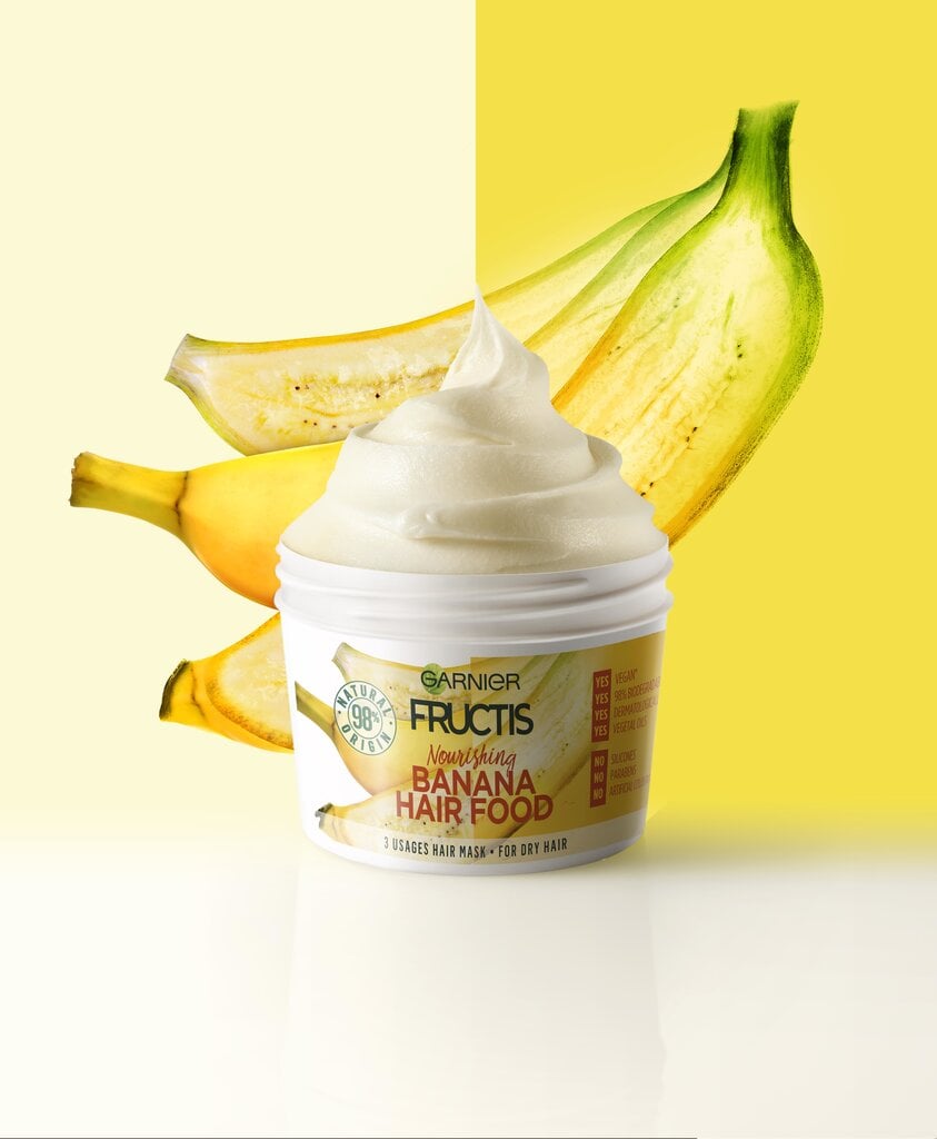 Juuksemask Garnier Fructis Hair Food Banana 3-in-1, 390ml  цена и информация | Maskid, õlid, seerumid | kaup24.ee