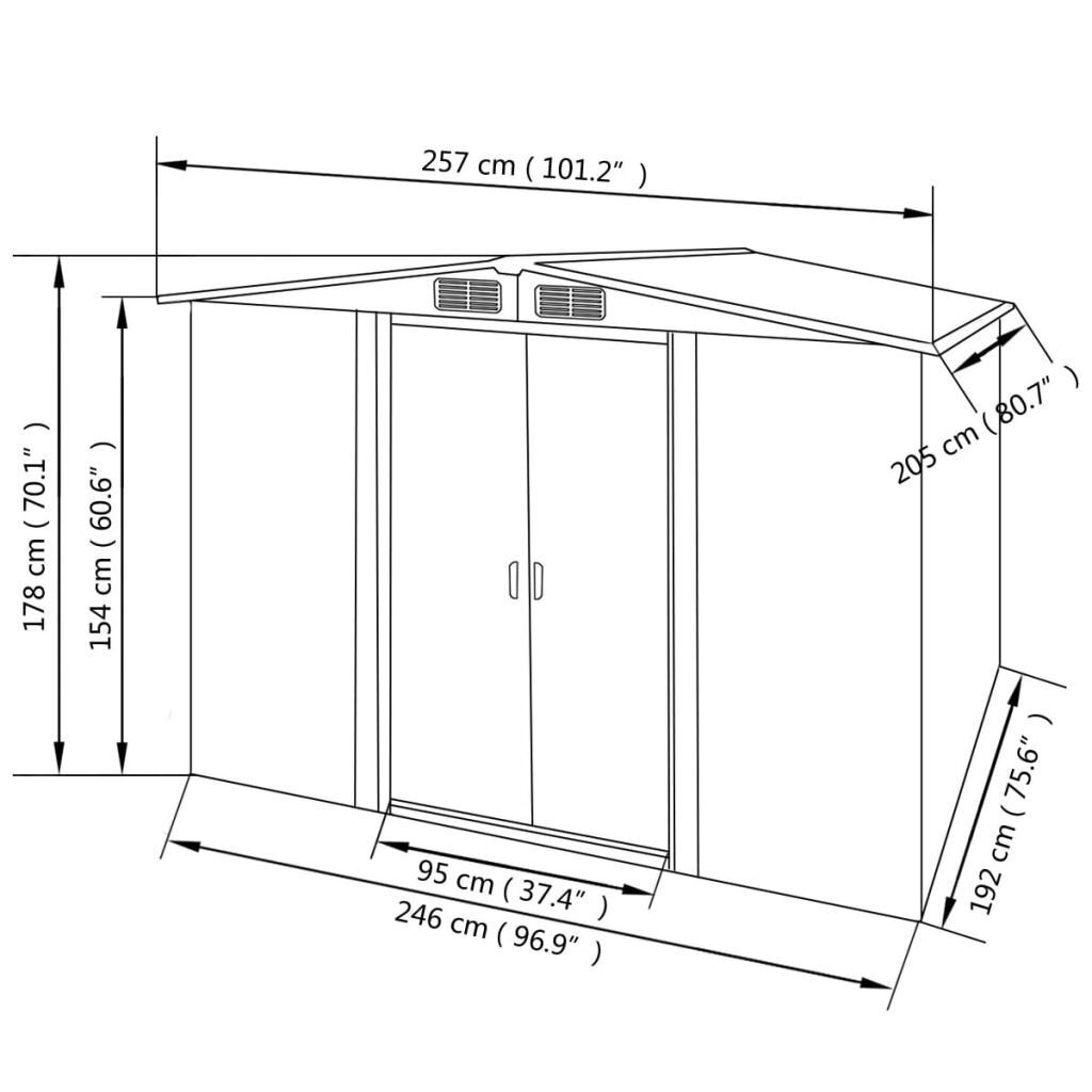 vidaXL aiakuur metallist 257 x 205 x 178 cm, hall hind ja info | Kuurid ja aiamajad | kaup24.ee