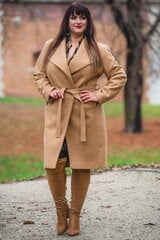Шерстяное пальто KLARA с поясом, коричневое цена и информация | Женские пальто | kaup24.ee