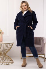 Шерстяное пальто KLARA с поясом, синее цена и информация | Женские пальто | kaup24.ee