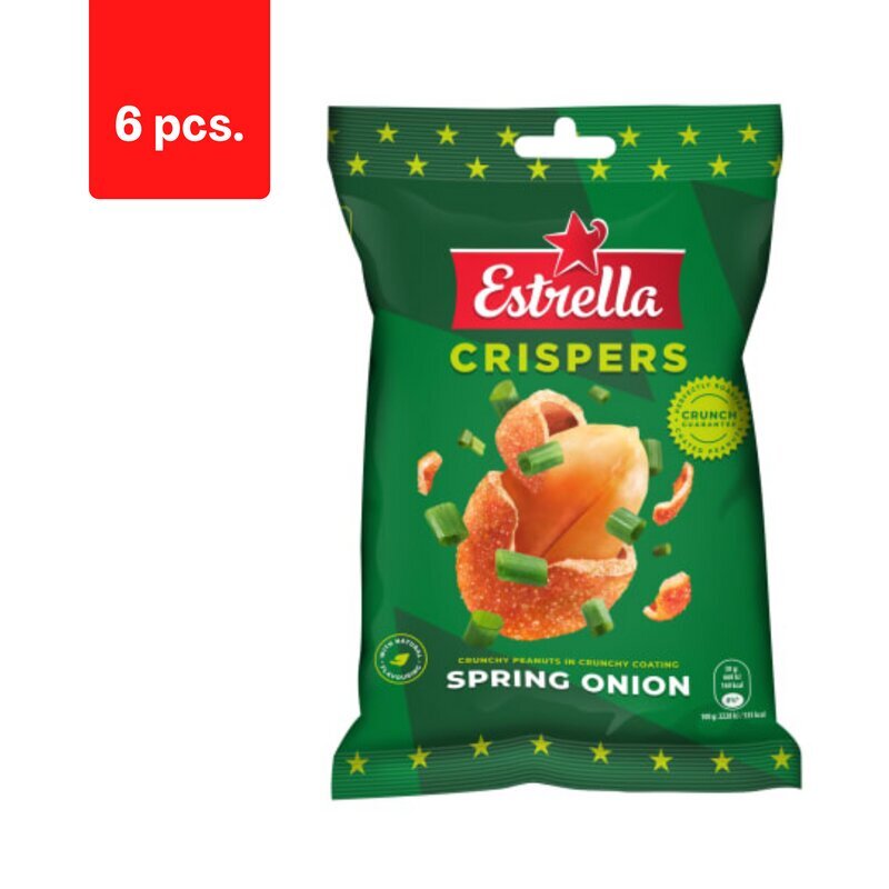 Praetud maapähklid ESTRELLA sibulamaitseline krõbeda koorega 140g x 6 tk. pakett hind ja info | Suupisted, krõpsud | kaup24.ee