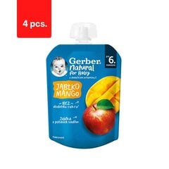 Пюре из яблок и манго Gerber (с 6 мес), в пакетиках, 80 г x 4 шт.  цена и информация | Пюре | kaup24.ee