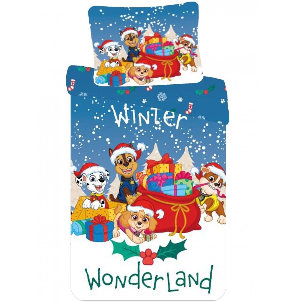 Laste voodipesukomplekt Paw Patrol Christmas 140x200 cm, 2-osaline цена и информация | Beebide ja laste voodipesu | kaup24.ee