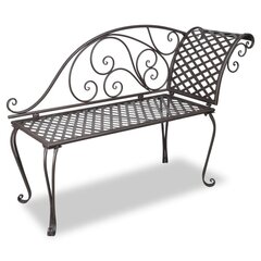 Металлическая садовая скамейка с изогнутым узором на спинке, античный коричневый цена и информация | Скамейки | kaup24.ee