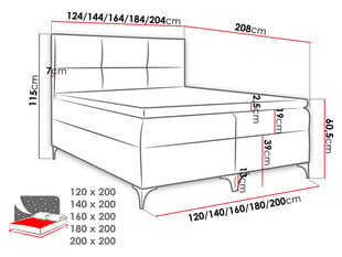 Континентальная кровать BLANCO-Magic Velvet 2260-140x200 см цена и информация | Кровати | kaup24.ee