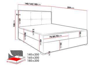 Континентальная кровать ANSGAN I-Manila 35-160x200 см цена и информация | Кровати | kaup24.ee