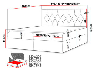 Континентальная кровать COLZONE-Микрофаза 0010-180x200 см цена и информация | Кровати | kaup24.ee