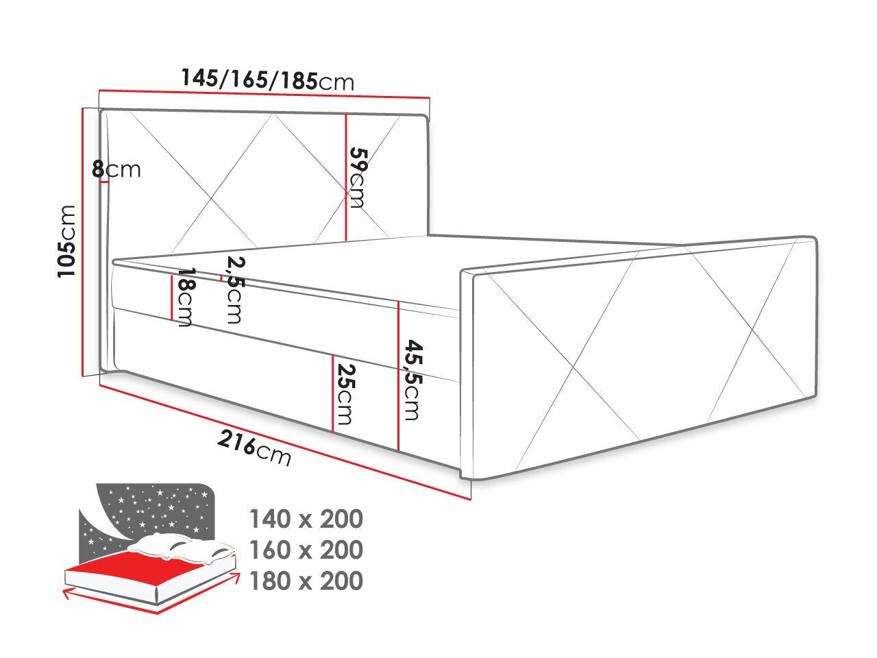 Kontinentaalvoodi PEREGRYN 4-Rico 23-140x200 cm цена и информация | Voodid | kaup24.ee