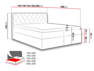 Континентальная кровать NARCYZ-Velluto 3 (ткань)-120x200 см цена и информация | Кровати | kaup24.ee