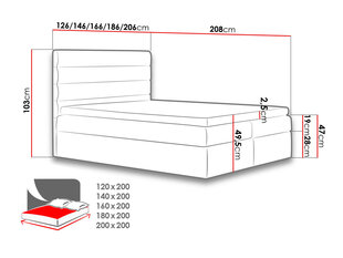 Континентальная кровать OREGANO-Makalu 6-140x200 см цена и информация | Кровати | kaup24.ee