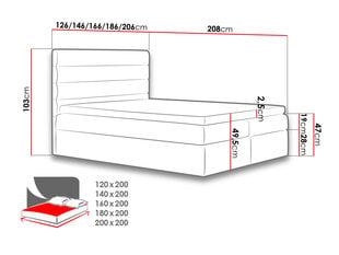 Kontinentaalvoodi OREGANO-Makalu 4-120x200 cm hind ja info | Voodid | kaup24.ee