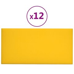 Seinapaneelid vidaXL 12 tk, kollane, 60 x 30 cm, samet, 2,16 m² цена и информация | Элементы декора для стен, потолка | kaup24.ee