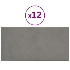 Seinapaneelid vidaXL 12 tk, helehall, 60 x 30 cm, samet, 2,16 m² hind ja info | Lae-, seinakaunistus elemendid | kaup24.ee