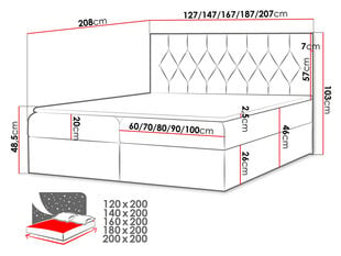 Континентальная кровать COLZONE-Микрофаза 0034-180x200 см цена и информация | Кровати | kaup24.ee