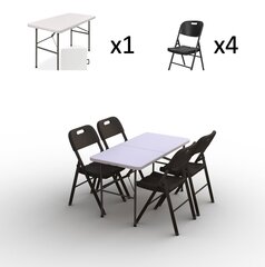Kokkupandav mööblikomplekt Tonro: laud 120, valge, 4 tooli Premium, must hind ja info | Aiamööbli komplektid | kaup24.ee