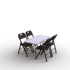 Kokkupandav mööblikomplekt Tonro: laud 120, valge, 4 tooli Premium, must hind ja info | Aiamööbli komplektid | kaup24.ee