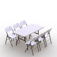 Kokkupandav mööblikomplekt Tonro: laud 150 valge, 6 tooli Premium valge