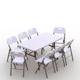 Kokkupandav mööblikomplekt Tonro: laud 150, valge, 8 tooli Premium, valge