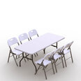 Kokkupandav mööblikomplekt Tonro: laud 180 valge, 6 tooli Premium valge