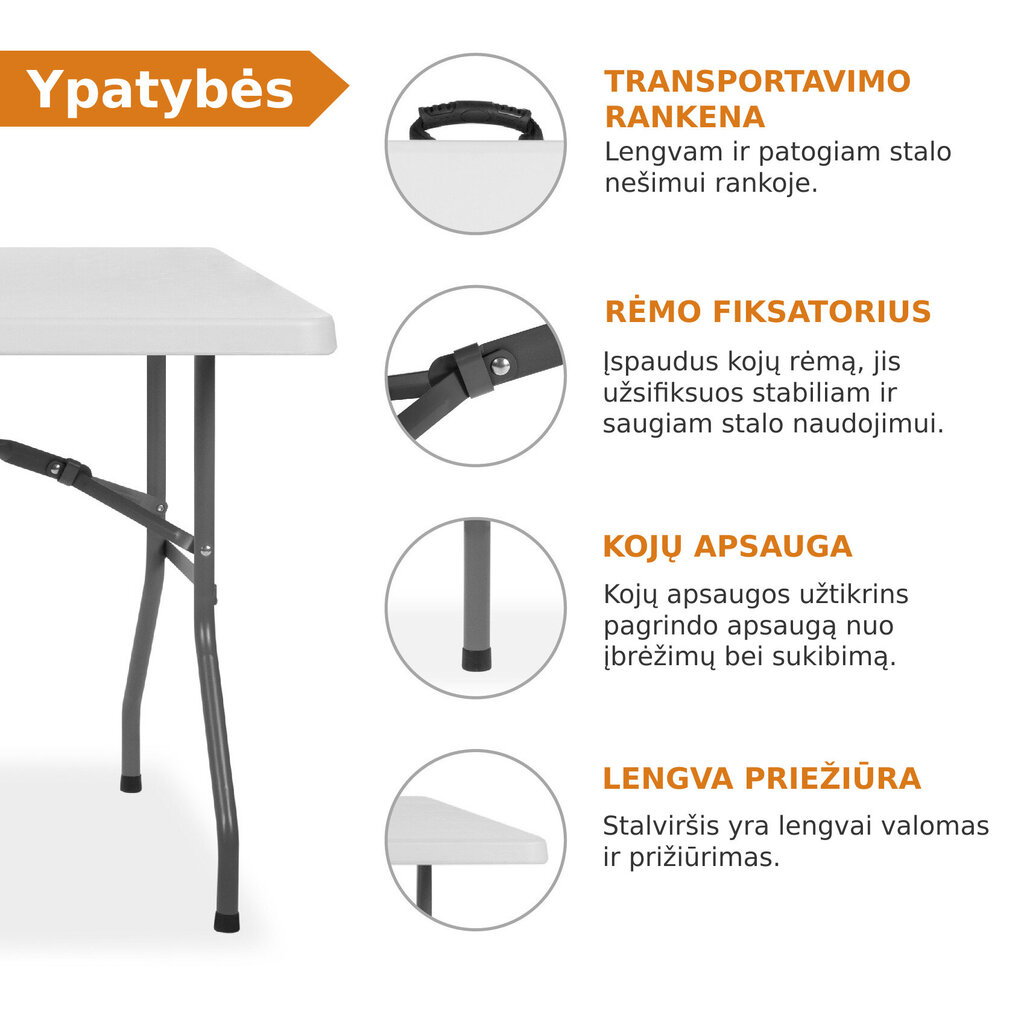 Kokkupandav mööblikomplekt Tonro: laud 180 valge, 6 tooli Premium valge hind ja info | Aiamööbli komplektid | kaup24.ee