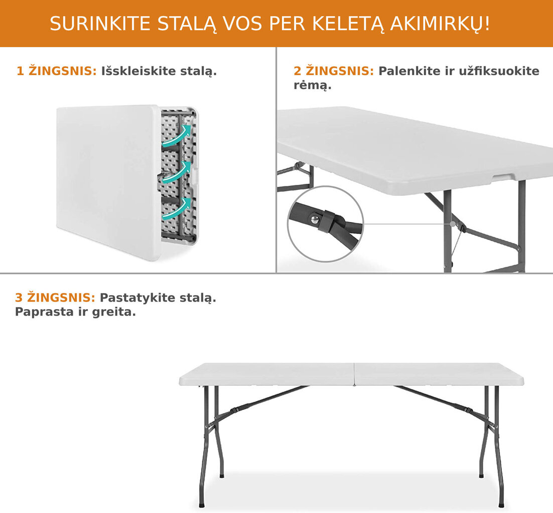 Kokkupandav mööblikomplekt Tonro: laud 180 valge, 6 tooli Premium valge цена и информация | Aiamööbli komplektid | kaup24.ee