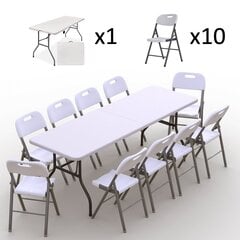 Kokkupandav mööblikomplekt Tonro: laud 240, valge, 10 Premium tooli, valge hind ja info | Aiamööbli komplektid | kaup24.ee