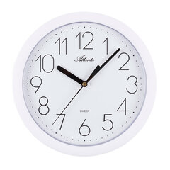 Настенные часы Atlanta, "sweep", диаметр 25 cm, белый цена и информация | Часы | kaup24.ee