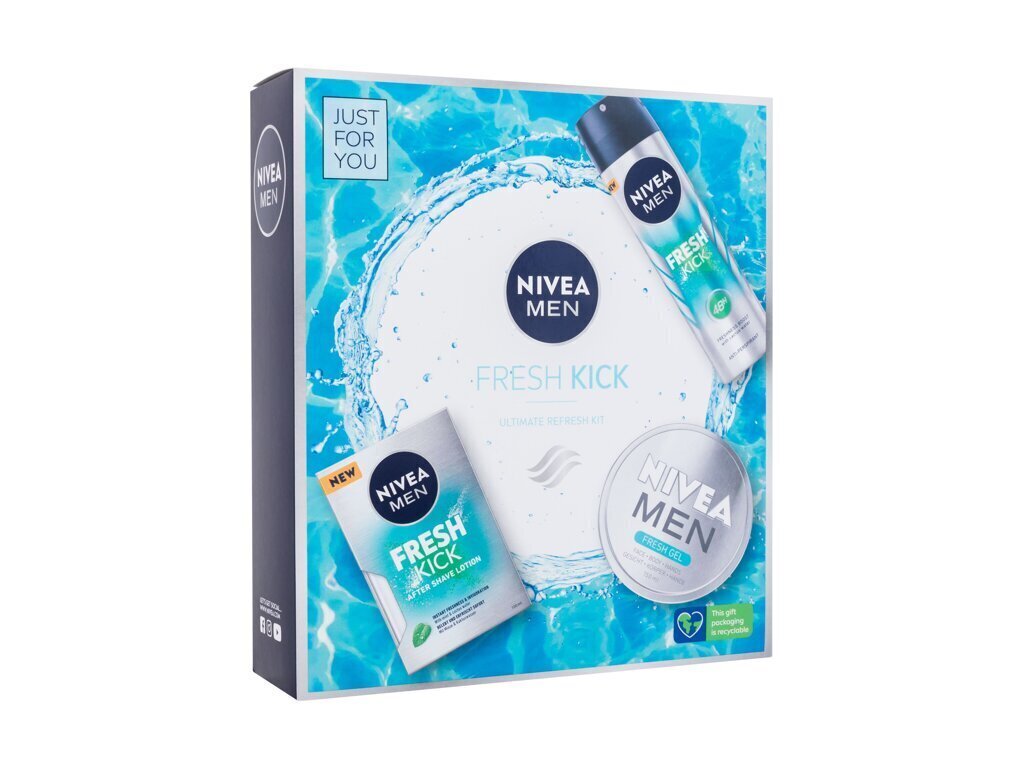 Komplekt Nivea Men Fresh Kick: habemeajamisjärgne losjoon, 100 ml + deodorant, 150 ml + näokreem - geel, 150 ml цена и информация | Raseerimisvahendid | kaup24.ee