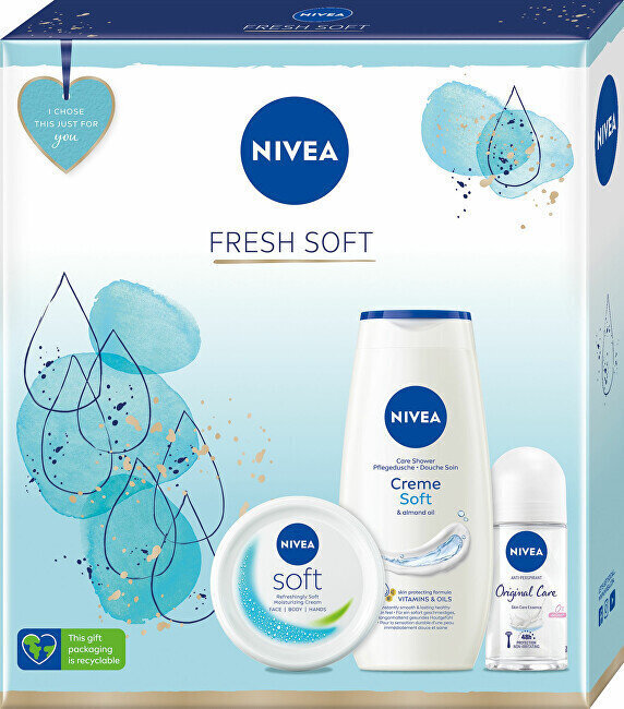 Kosmeetikatoodete kinkekomplekt Nivea Box Fresh Soft: dušigeel, 250 ml + antiperspirant, 50 ml + kreem, 100 ml. hind ja info | Dušigeelid, õlid | kaup24.ee