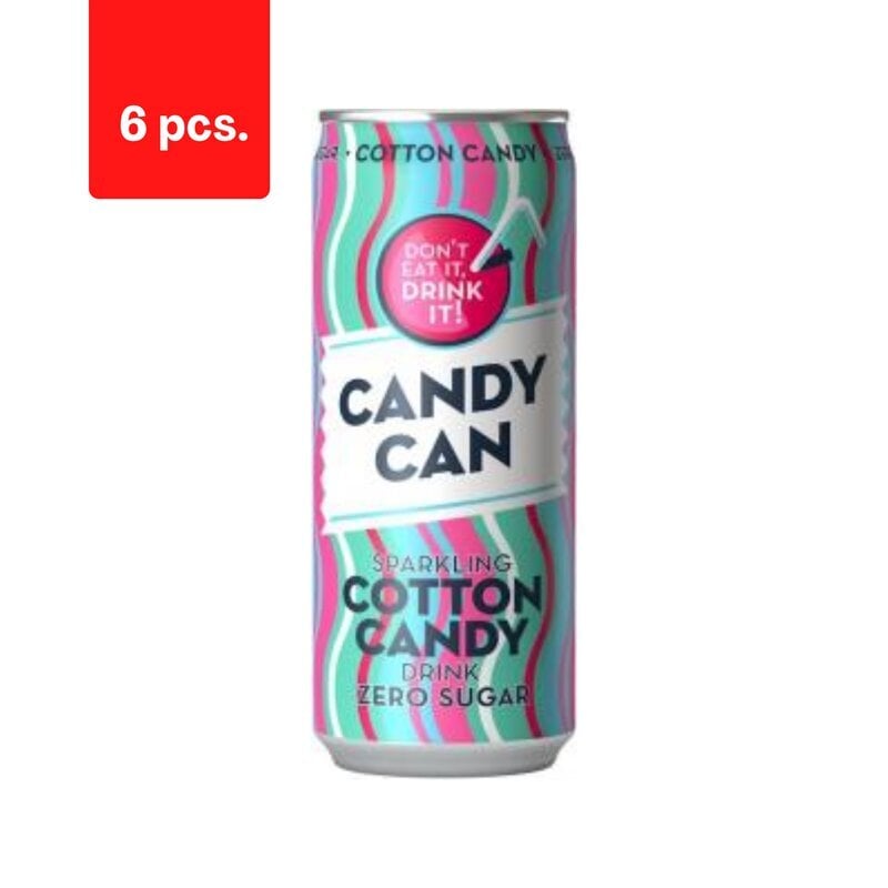 Gaseeritud karastusjook Candy Can, suhkruvatt maitsega, magusainetega, 0,33l D x 6 tk pakett цена и информация | Karastusjoogid | kaup24.ee