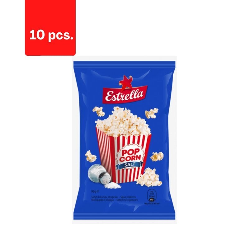 Popkorn Estrella, soolaga, 90 g x 10 tk pakett цена и информация | Suupisted, krõpsud | kaup24.ee