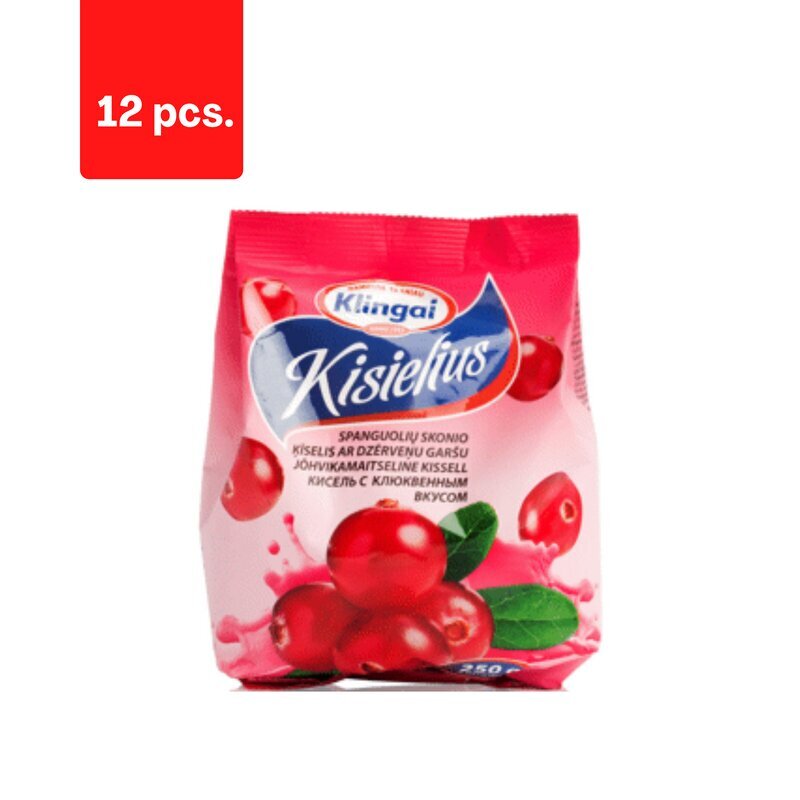 Kisielius Klingai, jõhvikas, 250 g x 12 tk pakett hind ja info | Lisandid toiduvalmistamiseks | kaup24.ee