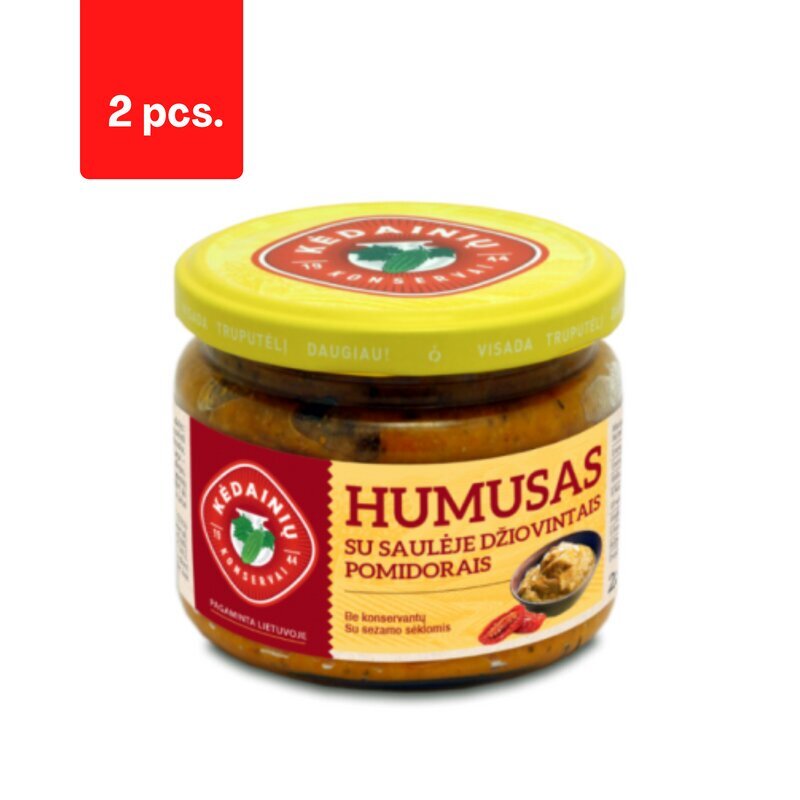 Hummus päikesekuivatatud tomatitega Kėdainiai, 280 g x 2 tk pakett hind ja info | Hoidised, keedised, konservid | kaup24.ee