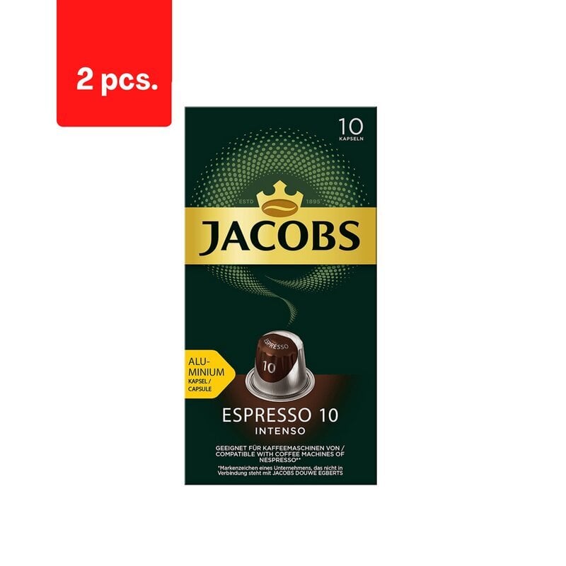 Kohvikapslid Jacobs Espresso 10 Intenso, 52g x 2 pakki pakett hind ja info | Kohv, kakao | kaup24.ee