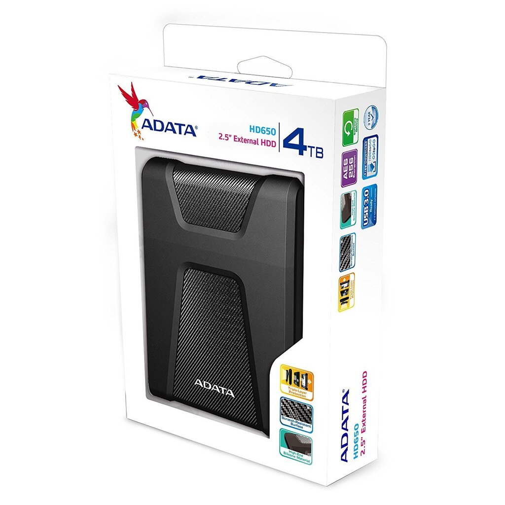 ADATA HD650 4TB USB3.0 Black ext. 2.5in hind ja info | Välised kõvakettad (SSD, HDD) | kaup24.ee