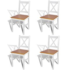 vidaXL söögitoolid 4 tk, valge, männipuit hind ja info | Söögilaua toolid, köögitoolid | kaup24.ee