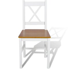 Деревянные обеденные стулья, белые/натуральное дерево, 6 шт. цена и информация | Стулья для кухни и столовой | kaup24.ee