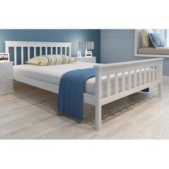 Белая сосновая кровать с матрасом, 200 x 140 см цена и информация | Кровати | kaup24.ee