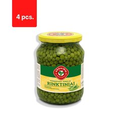 Konserveeritud rohelised herned KĖDAINIU Kirkad 690g/450g x 4tk. pakett hind ja info | Hoidised, keedised, konservid | kaup24.ee