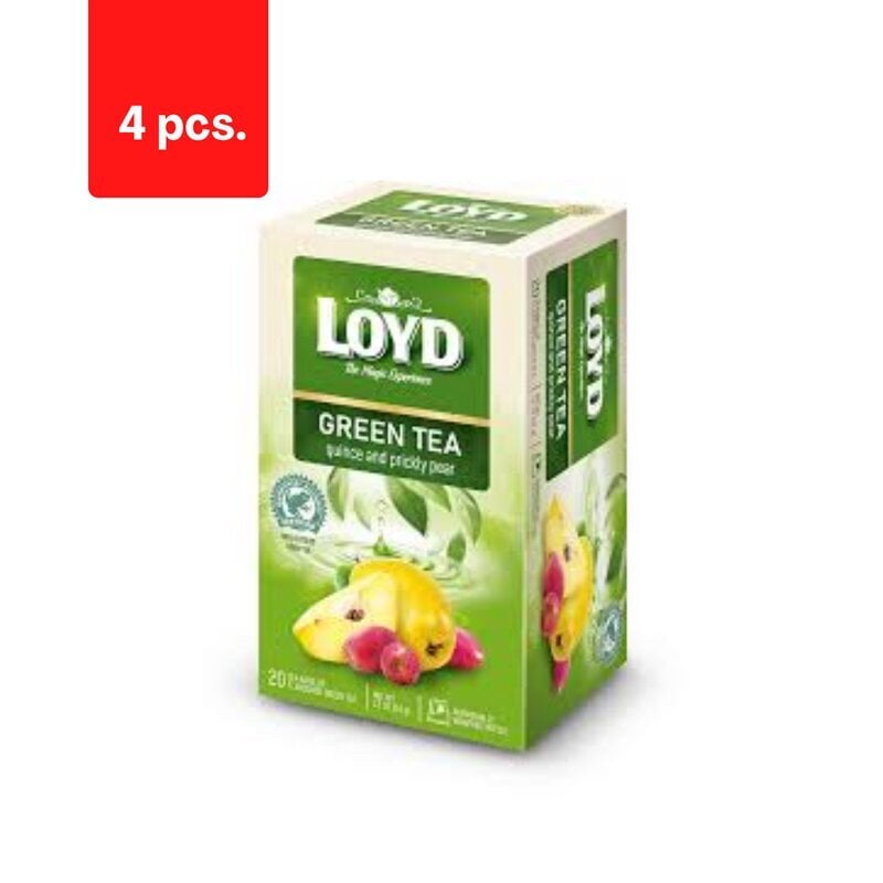 Roheline tee LOYD, küdoonia ja viigikaktuse maitsega, 20 x 1,7g x 4 pakk. pakett цена и информация | Tee | kaup24.ee