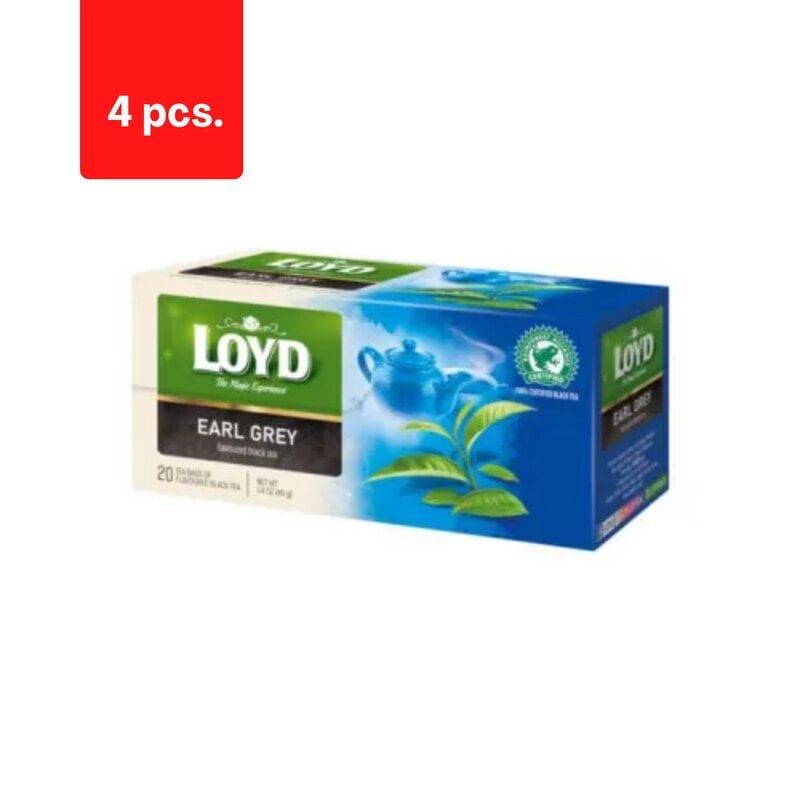 Must maitsestatud tee LOYD Earl Grey, 20x1,7g x 4 pakki. pakett hind ja info | Tee | kaup24.ee
