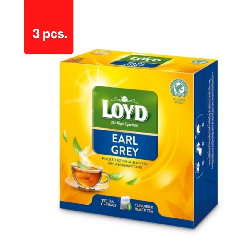 Maitsestatud must tee LOYD Earl Grey, 75 x 1,7g x 3 pakki. pakett цена и информация | Tee | kaup24.ee