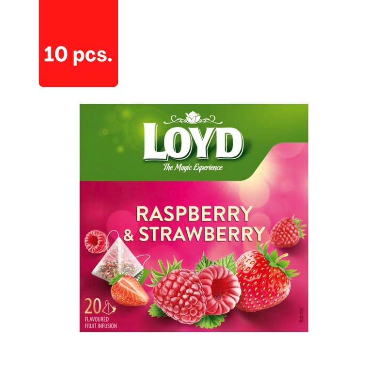 Puuviljatee LOYD, vaarika ja maasika maitsega, 20 x 2g x 10 pakki. цена и информация | Tee | kaup24.ee