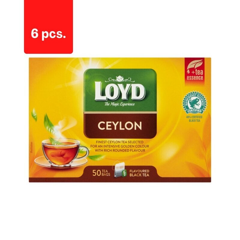 Maitsestatud must tee LOYD Ceylon, 50 x 2g x 6 pakki. цена и информация | Tee | kaup24.ee