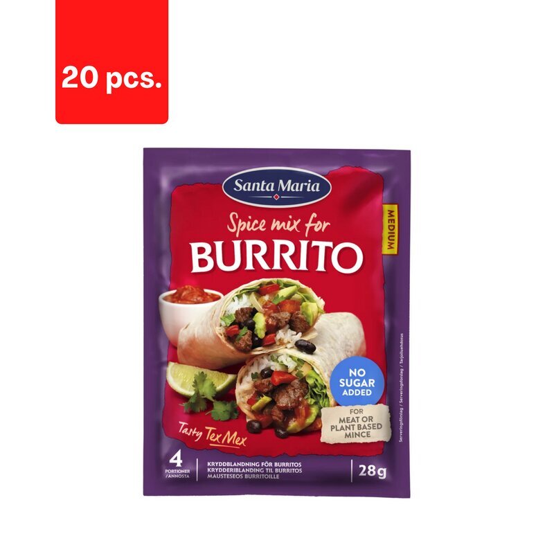 Maitseainesegu SANTA MARIA Burrito, 28 g x 20 tk. hind ja info | Vürtsid, vürtsikomplektid | kaup24.ee