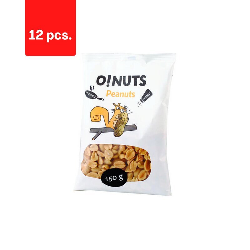 Küpsetatud ja soolatud maapähklid O!NUTS, 150 g x 12 tk. pakett hind ja info | Pähklid, seemned, kuivatatud puuviljad | kaup24.ee