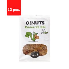 Kuldsed rosinad O!NUTS, 200 g x 10 tk. hind ja info | Pähklid, seemned, kuivatatud puuviljad | kaup24.ee