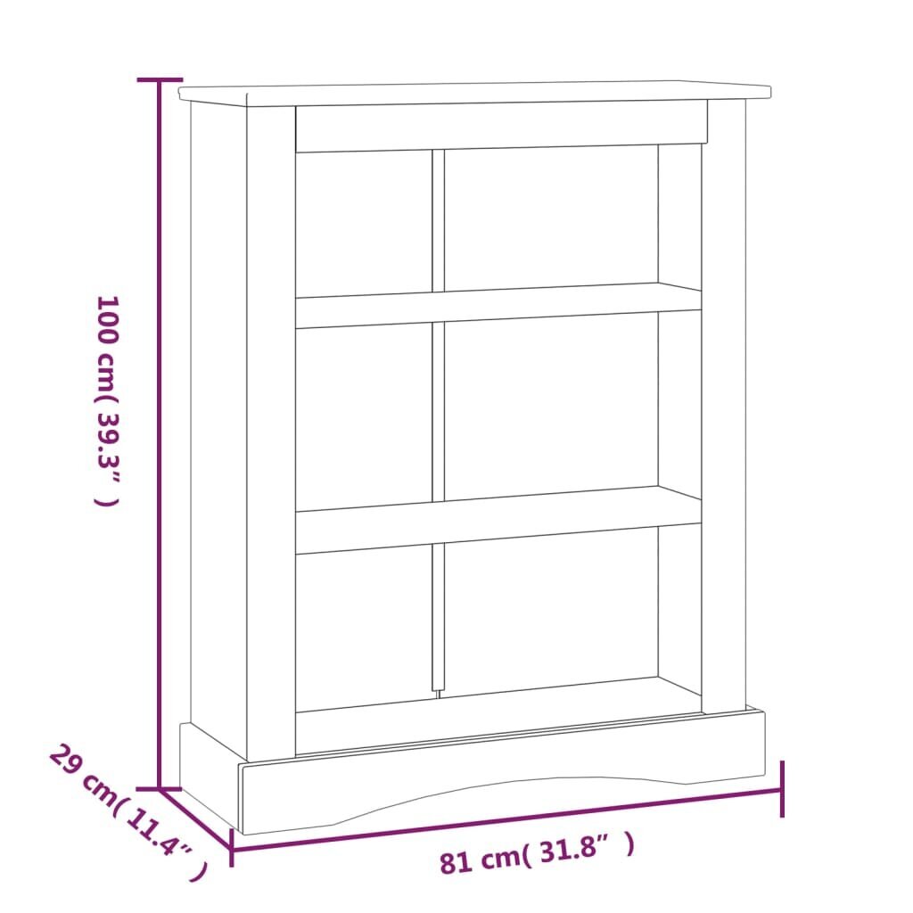 Riiul Mehhiko Corona stiilis, 3-korruseline, 81x29x100 cm, mänd hind ja info | Riiulid | kaup24.ee