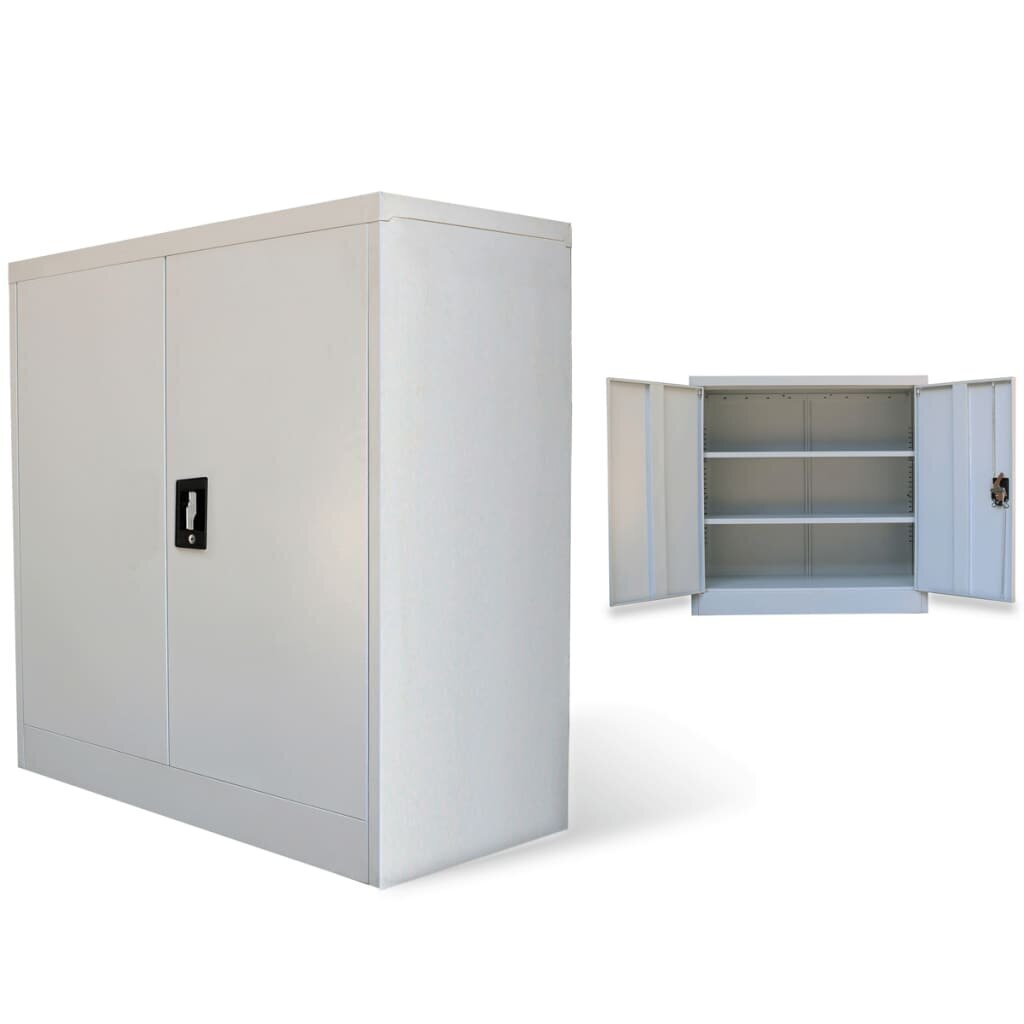 vidaXL kontorikapp 2 uksega, hall, 90 cm, teras цена и информация | Kapid | kaup24.ee