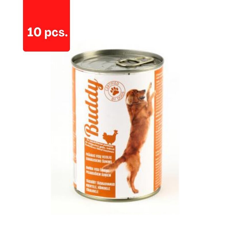 Koerakonservid BUDDY, linnulihaga, 410g x 10 tk. pakett hind ja info | Konservid koertele | kaup24.ee